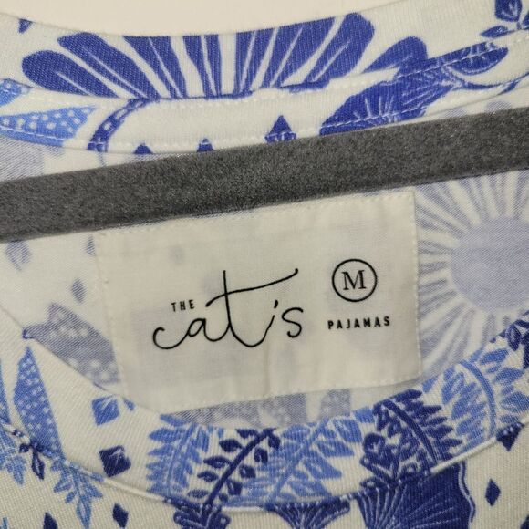THE CATS PAJAMAS Palmera Pima Knit Short-Sleeved Sleep Shirt M - Picture 4 of 5